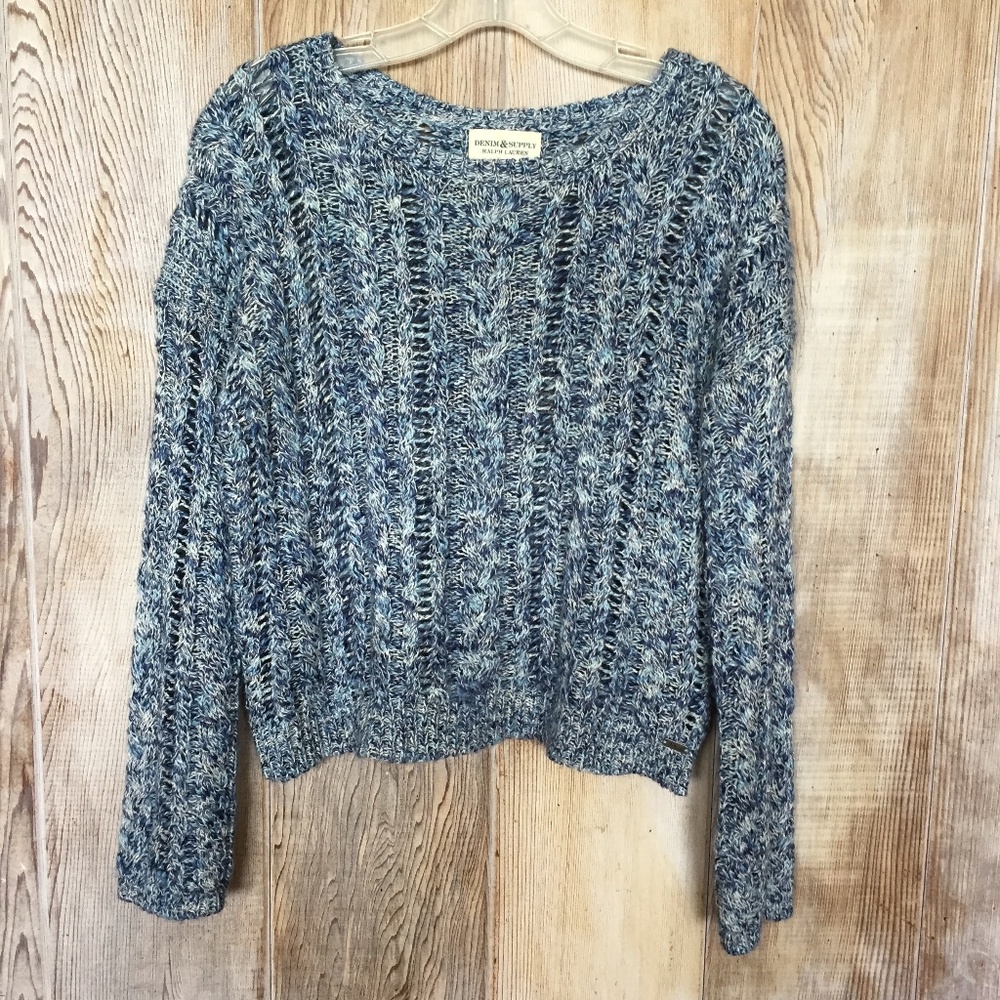 Denim & Supply Blue Marled Pullover Sweater M